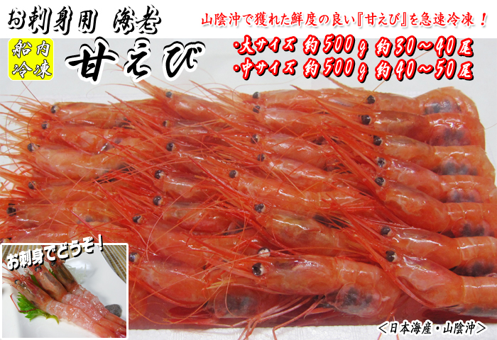 甘えび（船内冷凍）＜日本海産・山陰沖＞　約500g