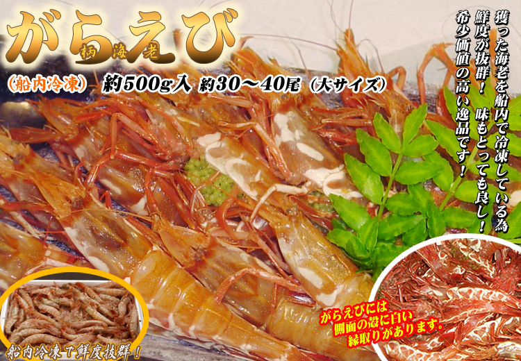 [船内冷凍]がらえび　大サイズ　約30～40尾（約500g）＜日本海産・山陰沖＞