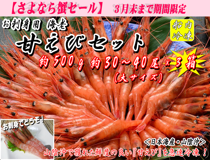 甘えび（船内冷凍）＜日本海産・山陰沖＞　約500g