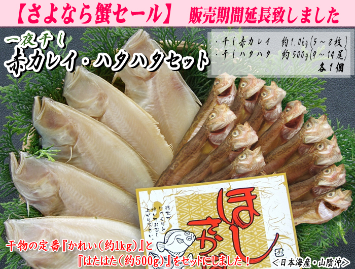 <山陰一夜干し>干カレイ・干ハタハタセット 各約1.0kg<日本海産・山陰沖>